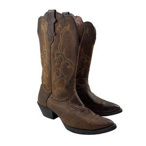 Justin Cowboy Boots Womens Brown Western Heeled Rodeo Boot Size 8